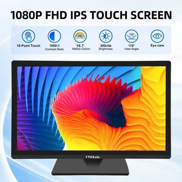 Alt view image 2 of 5 - FYHXele 22 Inch Touchscreen Monitor, IPS FHD 1080P Touch PC Display, 75Hz, LED Backlit Multi-Touch Monitor, VESA, HDMI & VGA & USB Computer Touch Screen for Gaming, Business, Warehouse, Bar, Gym