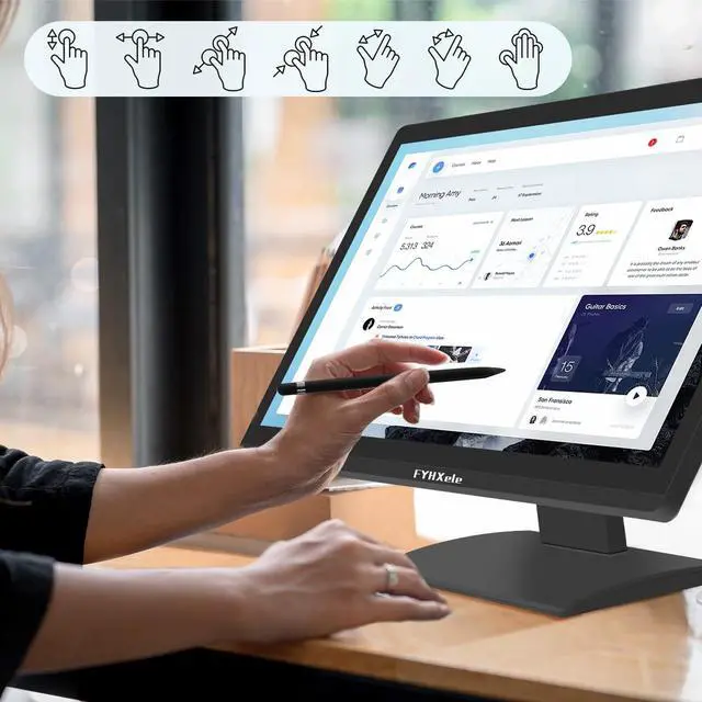 Alt view image 4 of 5 - FYHXele 22 Inch Touchscreen Monitor, IPS FHD 1080P Touch PC Display, 75Hz, LED Backlit Multi-Touch Monitor, VESA, HDMI & VGA & USB Computer Touch Screen for Gaming, Business, Warehouse, Bar, Gym