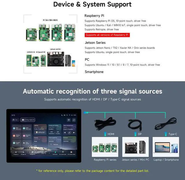 Alt view image 4 of 5 - waveshare 14inch 2K Capacitive Touch Display, Compatible with Raspberry Pi 5/4B/3B/Zero/Zero W/Zero 2W/Pico/Pico W/Pico WH, Supports Windows 11/10 / 8.1/8 / 7, Support Jetson Nano/Jetson Orin Nano