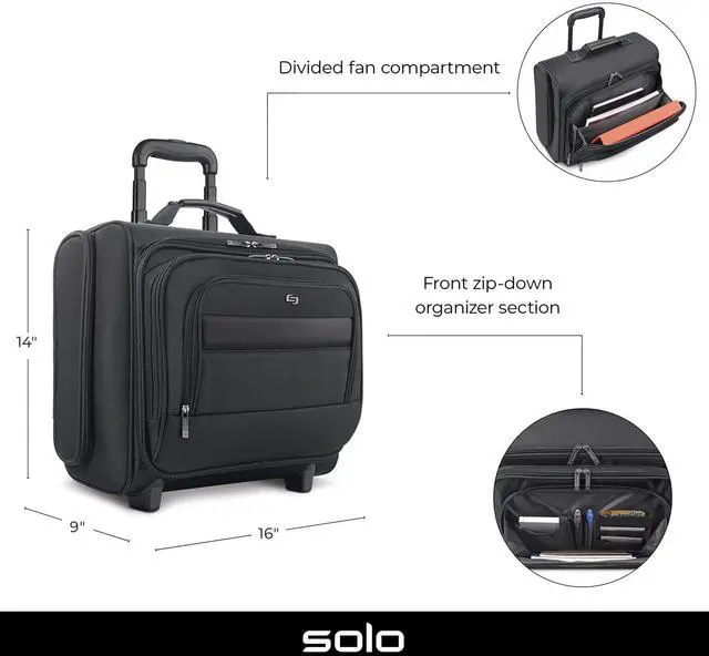 Alt view image 2 of 5 - Solo New York Columbus 15.6-Inch Laptop Rolling Overnighter Case, Removable Sleeve, Black, B64