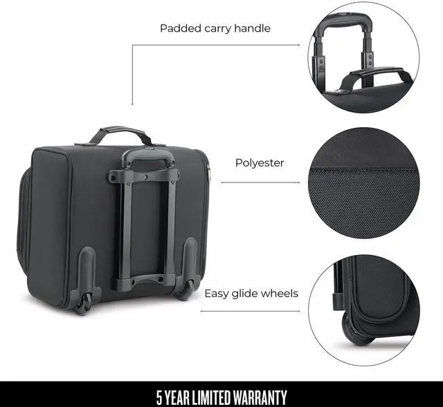 Alt view image 5 of 5 - Solo New York Columbus 15.6-Inch Laptop Rolling Overnighter Case, Removable Sleeve, Black, B64