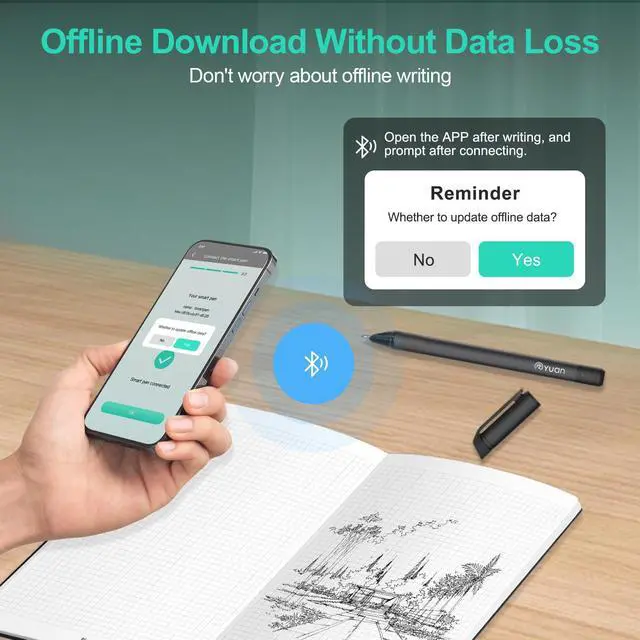 Alt view image 4 of 5 - Smart Pen and Notebook - Smartpen Writing Set, Digital Smart pens for Note Taking, Real-time Sync for Digitizing, Storing, and Sharing Paper Notes, Compatible with ipad, iPhone and Android Smartphone