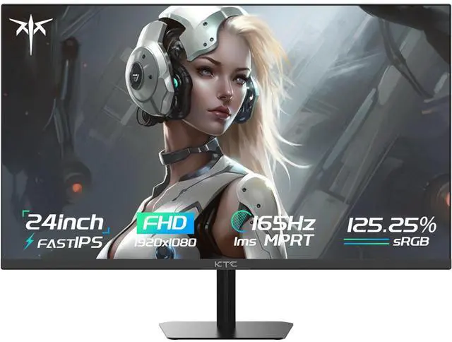 Main image of KTC 24 Inch Gaming Monitor FHD 1080P Fast IPS 165Hz, 125% sRGB 1ms HDR Zero-Frame Computer Monitor, HDMI 2.0, DisplayPort 1.4, FreeSync & G-Sync, Tilt, VESA Compatible, Eye Care