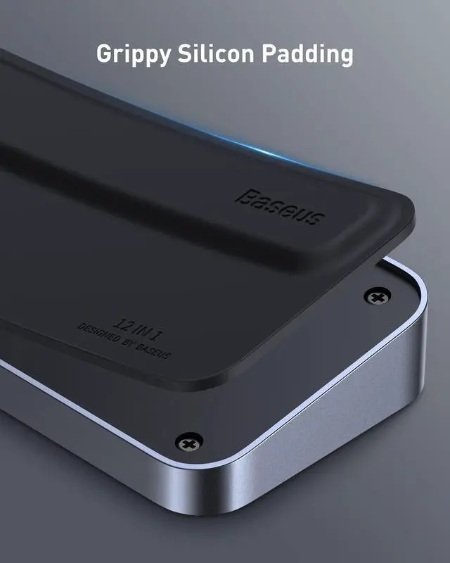 Alt view image 4 of 5 - Baseus Laptop Docking Station, USB C Docking Station 3 Monitors with 2 HDMI+DP, PD, 3 USB, RJ45, Audio, SD/TF Card Reader, Docking Station Dual Monitor Compatible for MacBook/Dell/HP/Surface/Lenovo
