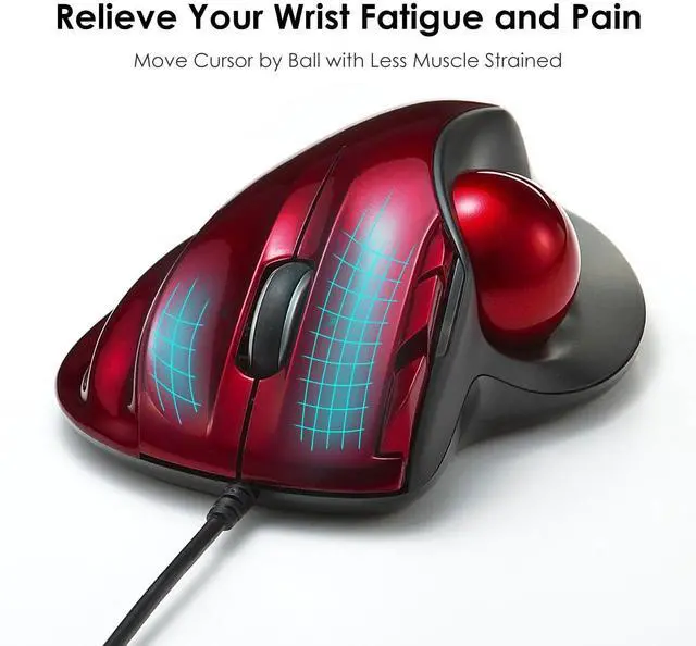 Alt view image 3 of 5 - SANWA TB44RN Wired Ergo Trackball Mouse + Multi Device Bluetooth Keyboard with Touchpad, Tilt Scroll, Programmable Roller Ball Mice, Rechargeable Keyboard, Compatible with Mac, Windows, Android, iOS