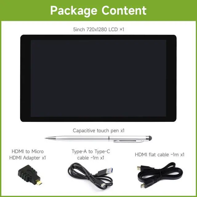 Alt view image 2 of 5 - waveshare 5inch Capacitive Touch Display, Compatible with Raspberry Pi 5/4B/3B/Zero/Zero W/Zero 2W/Pico/Pico W/Pico WH, Supports Windows 11/10/8.1/8/7, Support Jetson Nano/Jetson Orin Nano