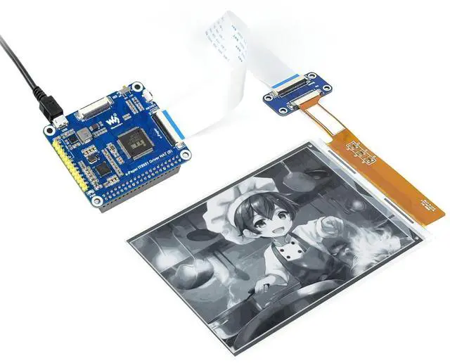 Main image of Waveshare 6inch E-Ink Display HAT Compatible with Raspberry Pi 4B/3B+/3B/2B/B+/A+/Zero/Zero W/WH/Zero 2W Series Boards 1448x1072 High Definition Black/White 16 Gray Scale Supports Partial Refresh
