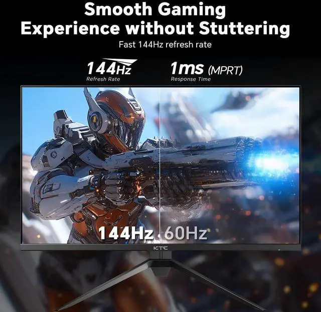 Alt view image 2 of 5 - KTC 27 inch 4K 144Hz Gaming Monitor, UHD 3840 x 2160 IPS Computer PC Monitor, FreeSync & G-Sync, HDR Support, 134% sRGB, HDMI/DisPlayPort/USB, Tilt Adjustable, VESA Mountable, H27P22