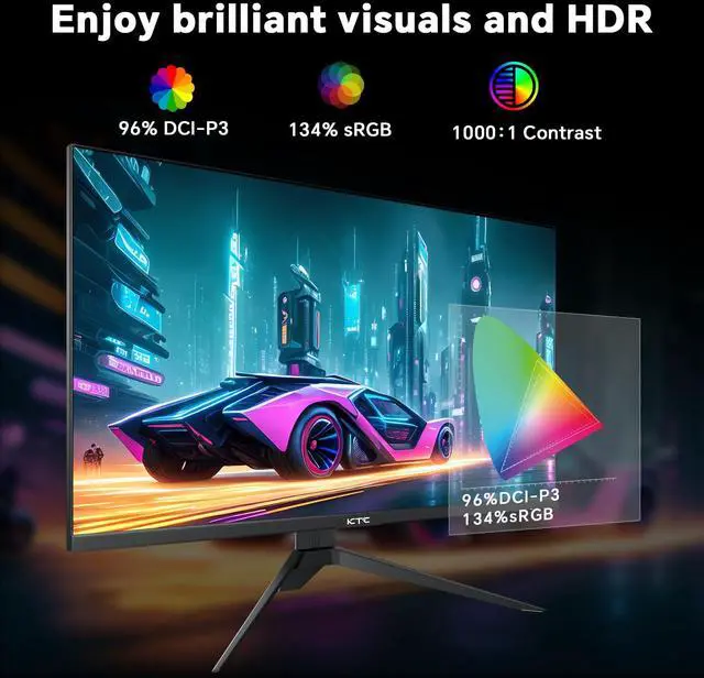 Alt view image 4 of 5 - KTC 27 inch 4K 144Hz Gaming Monitor, UHD 3840 x 2160 IPS Computer PC Monitor, FreeSync & G-Sync, HDR Support, 134% sRGB, HDMI/DisPlayPort/USB, Tilt Adjustable, VESA Mountable, H27P22