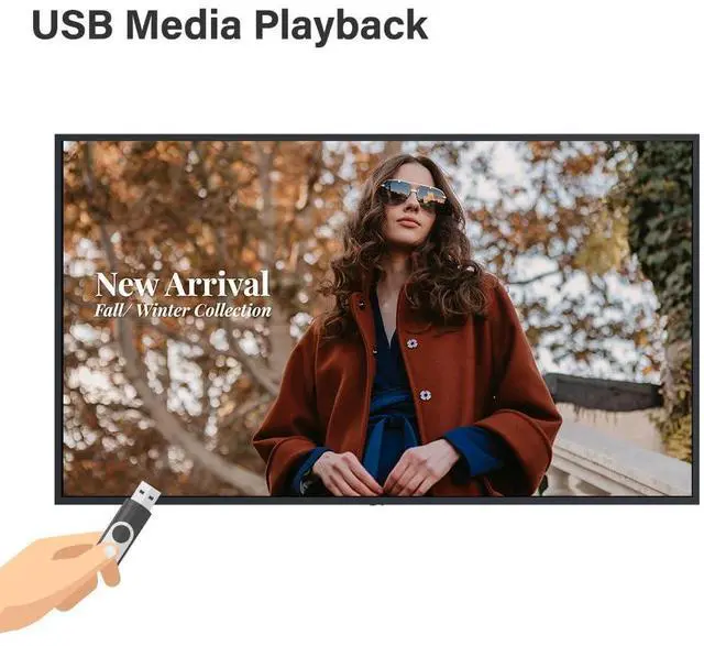 Alt view image 3 of 5 - AG Neovo DS4351U 43'' Commercial Digital Signage Display for Business, All-in-one, 4K UHD, 500 nits, HDMI, USB, LAN, WiFi, 3-Year Waranty, 24/7 Operation, Portrait and Landscape
