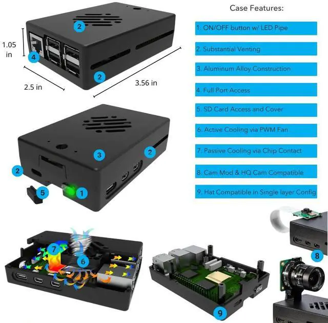 Alt view image 3 of 3 - Vilros Raspberry Pi 5 Passive & Active Cooling Max Starter Kit (16GB RAM)