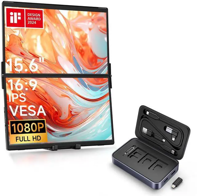 Main image of JSAUX FlipGo Lite 15.6'' Portable Monitor with 10 in 1 USB Laptop Magnetic Docking Station