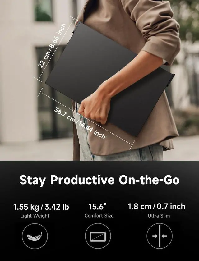 Alt view image 5 of 5 - JSAUX FlipGo Lite 15.6'' Portable Monitor with 10 in 1 USB Laptop Magnetic Docking Station