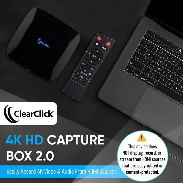 Alt view image 2 of 5 - ClearClick 4K HD Video Capture Box 2.0 (Second Generation) - Record Audio and Video from 4K HDMI Sources [Content-Protected Sources Not Supported] - Saves onto USB Flash Drive or MicroSD Card