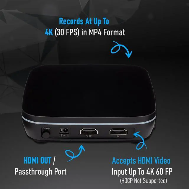 Alt view image 3 of 5 - ClearClick 4K HD Video Capture Box 2.0 (Second Generation) - Record Audio and Video from 4K HDMI Sources [Content-Protected Sources Not Supported] - Saves onto USB Flash Drive or MicroSD Card