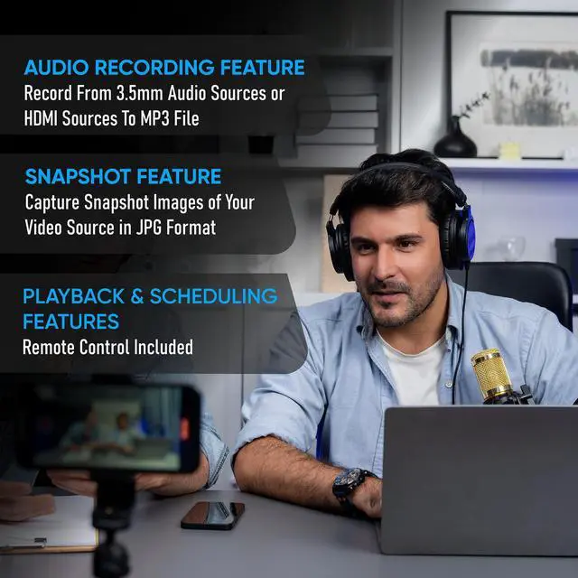 Alt view image 5 of 5 - ClearClick 4K HD Video Capture Box 2.0 (Second Generation) - Record Audio and Video from 4K HDMI Sources [Content-Protected Sources Not Supported] - Saves onto USB Flash Drive or MicroSD Card