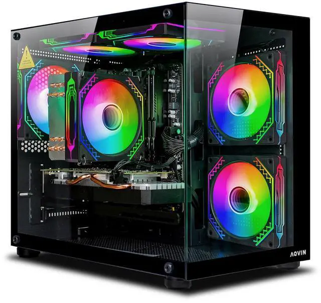 Main image of AQVIN NEON Gaming PC - AMD Ryzen 7 Processor up to 4.1 GHz, 16GB DDR4 RAM, 512GB SSD, AMD Radeon RX 580 8GB, WiFi, Windows 11 Pro