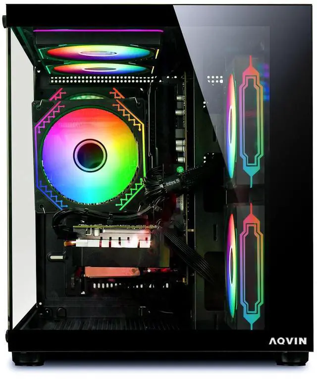 Alt view image 2 of 4 - AQVIN NEON Gaming PC - AMD Ryzen 7 Processor up to 4.1 GHz, 16GB DDR4 RAM, 512GB SSD, AMD Radeon RX 580 8GB, WiFi, Windows 11 Pro