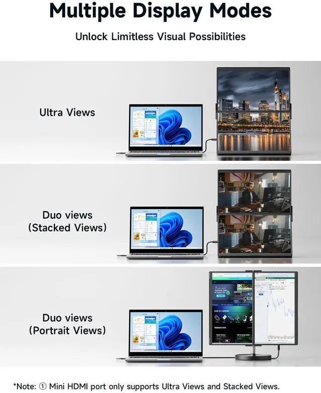 Alt view image 5 of 5 - JSAUX FlipGo Pro 16" 2.5K Dual Screen Portable Monitor & Flex Folio
