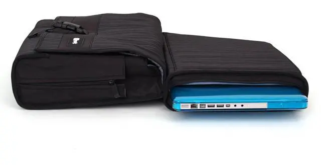 Alt view image 2 of 5 - Speck Products CorePack Fly Notebook Messenger Bag for Laptops up to 15 Inches in Speakeasy Gray Pinstripe, NBAG-CORE15-PINGRY