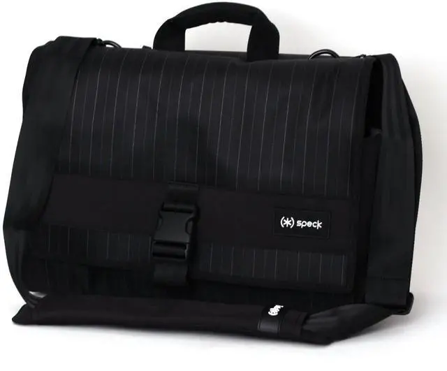 Main image of Speck Products CorePack Fly Notebook Messenger Bag for Laptops up to 15 Inches in Speakeasy Gray Pinstripe, NBAG-CORE15-PINGRY