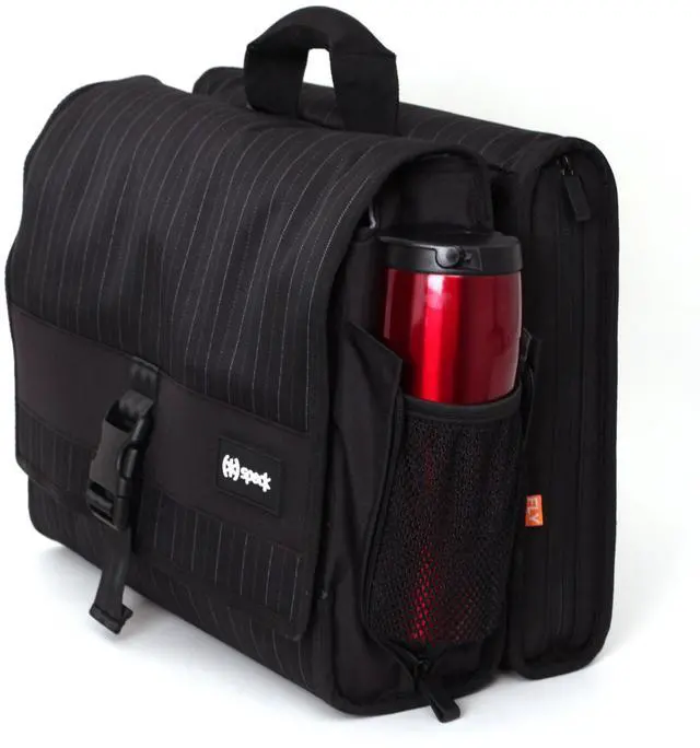 Alt view image 4 of 5 - Speck Products CorePack Fly Notebook Messenger Bag for Laptops up to 15 Inches in Speakeasy Gray Pinstripe, NBAG-CORE15-PINGRY