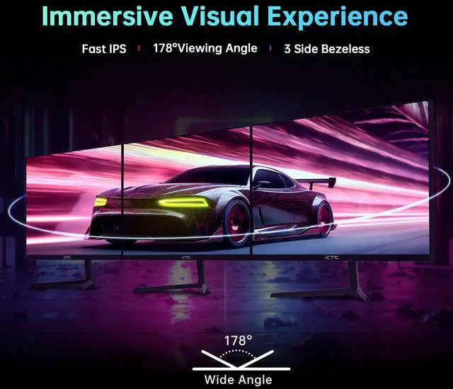 Alt view image 4 of 5 - KTC 24 inch Monitor, Fast IPS 1080p 144Hz 165Hz 1ms, 125.25% sRGB, HDR, Borderless Gaming Monitor PC Monitor, FreeSync Premium & G-Sync, HDMI 2.0x2, DP1.4x2, Vesa Support, Eye Care for Gamers