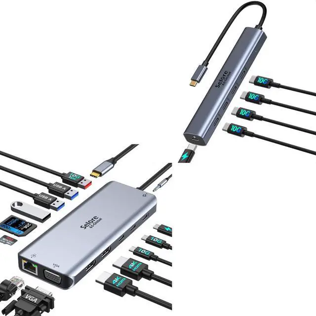 Main image of Selore USB C Docking Station Dual Monitor, 10Gbps USB C Hub