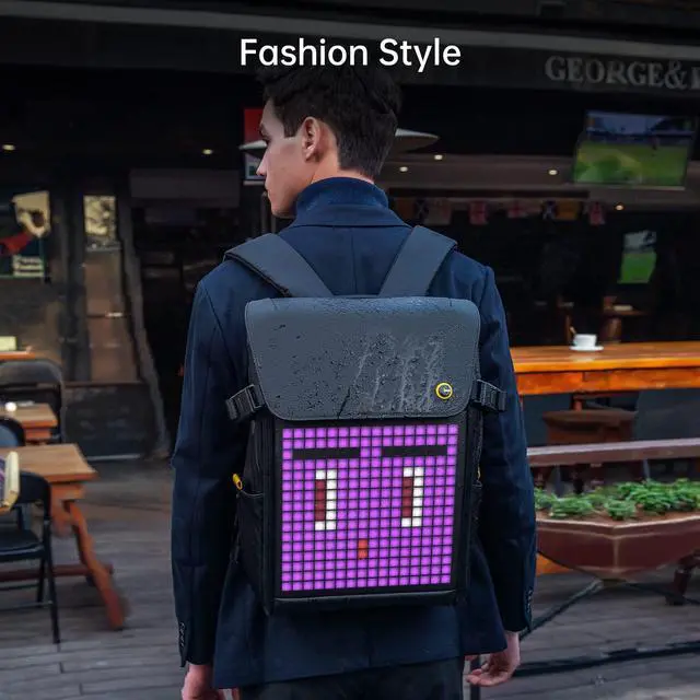 Alt view image 4 of 5 - Divoom LED Display Laptop Backpack and Sling Bag-V with App Control, Cool DIY Pixel Art Animation Fashion Backpack, Unique Gift for Men or Women