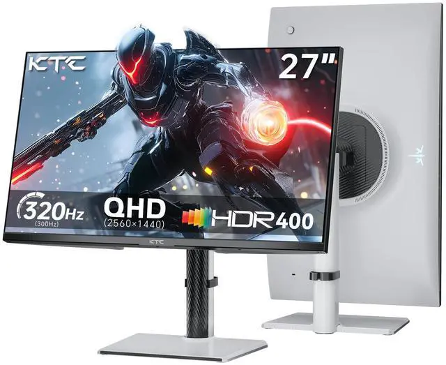 Main image of KTC 27 Inch White Gaming Monitor 300Hz/320Hz, QHD 1440P Fast IPS Computer Monitor with Adaptive FreeSync, HDR400, Height/Pivot/Swivel/Tilt Adjustable, DP&HDMI, H27E6