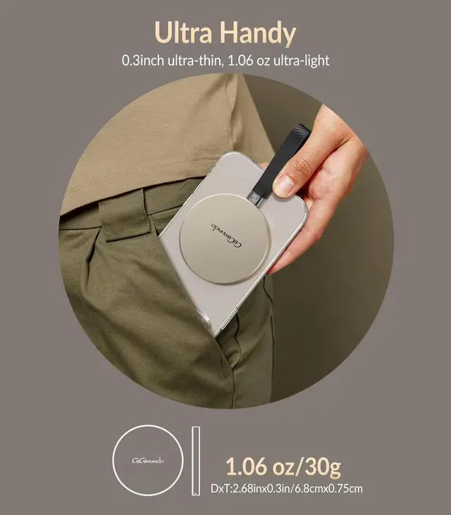 Alt view image 2 of 5 - GiGimundo GQ20 Ultra-Slim Magnetic Portable SSD 512GB - Max 20Gbps High-Speed, Compact Stylish USB-C External Drive for Windows, Mac, Android - Round Design, Fast File Transfer