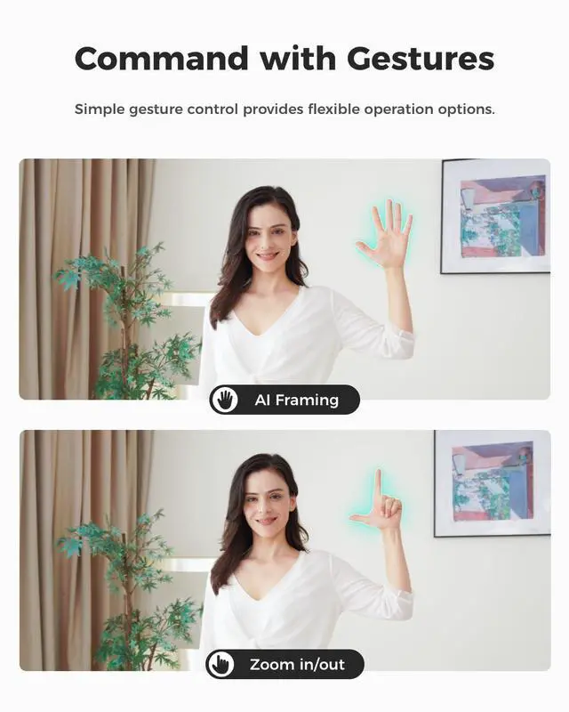 Alt view image 5 of 5 - OBSBOT Meet SE 1080P 100FPS Webcam for PC, AI Framing Streaming Camera with 1/2.8" Sensor, Beauty Mode, Gesture Control, DOL HDR, Web Camera for Desktop Computer, Laptop, Gaming, Meeting (Cloud White)