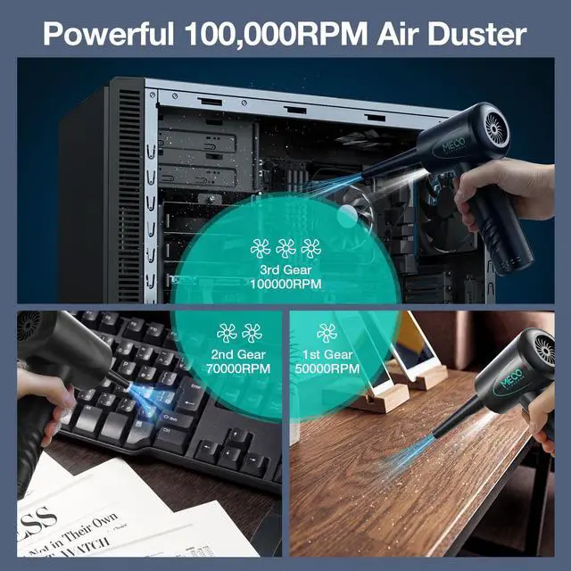 Alt view image 2 of 5 - MECO ELEVERDE CA1 Compressed Air Duster + VC2 4in1 Electric Air Duster/Mini Vacuum/Air Blower & Pump