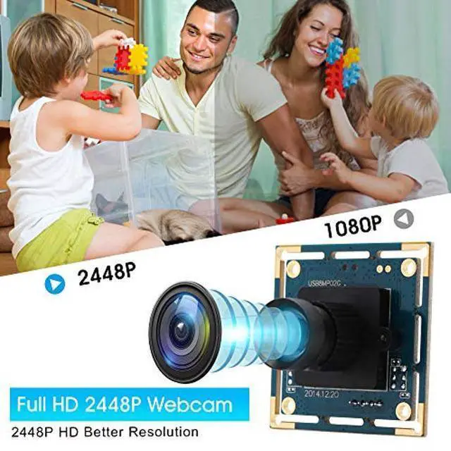 Alt view image 2 of 5 - ALPCAM USB Camera Module 8MP No Distortion 75 Degree Lens USB Camera Full HD 2448P Webcam,UVC Compliant Web Camera for Windows/Linux/Mac,Embedded USB Camera for Industrial,Robot,3D Printer Camera