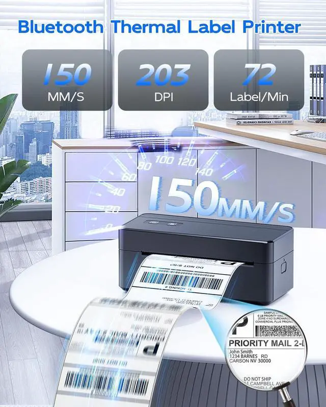 Alt view image 3 of 5 - ASprink Shipping Label Printer, 2410 Bluetooth Thermal Label Printer for Small Business & Packages, Shipping Label Maker Compatible with Android, iOS and Windows, Mac, Ebay, USPS, FedEx, Etsy