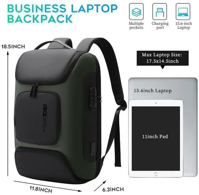 Alt view image 5 of 5 - BANGE Business Backpack with USB Charging Port, Anti Theft Laptop Backpacks Fit for 15.6 INCH,Men Travel Backpack with Water Bottle Holder for Men and Women