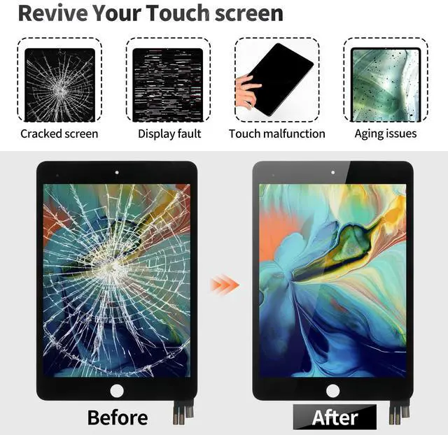 Alt view image 4 of 5 - for iPad Mini 5 Screen Replacement for iPad Mini 5 LCD A2126 for iPad Mini 5 Digitizer Display Screen Touch Assembly Repair Kits A2133 A2124 A2125 Black
