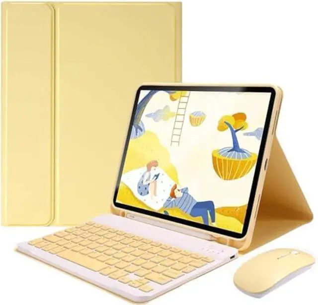 Main image of QIYIBOCASE Keyboard Case for iPad Pro 13 Inch M4 with Mouse, Candy Slim Magnetically Detachable Wireless Keyboard Case with Pencil Holder for iPad Pro 13 (7th Generation), Yellow