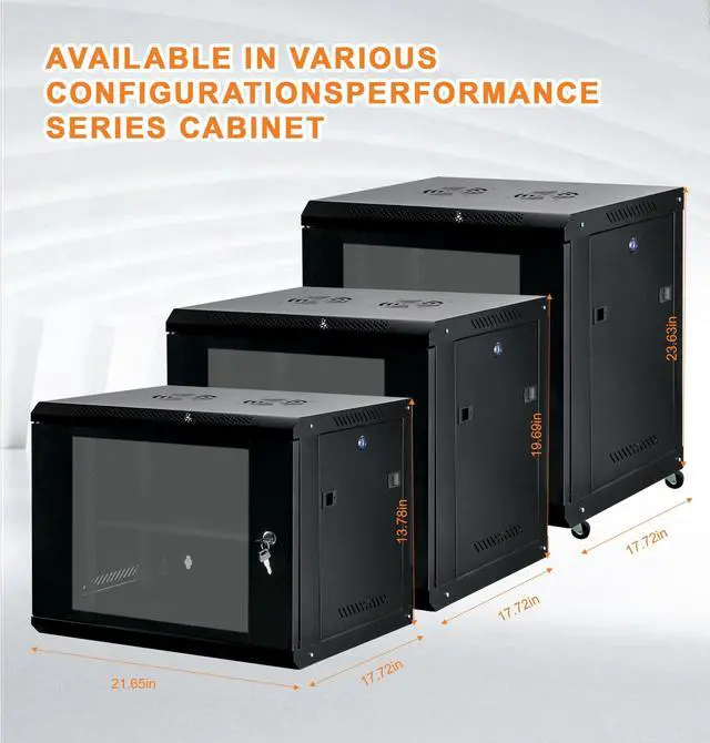 Alt view image 3 of 5 - CHEALON 6U 0.8mm Wall Mount Server Rack, 17.7" Deep, Lockable Side Panels for 19" IT Equipment, Black