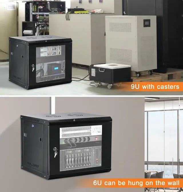 Alt view image 5 of 5 - CHEALON 6U 0.8mm Wall Mount Server Rack, 17.7" Deep, Lockable Side Panels for 19" IT Equipment, Black