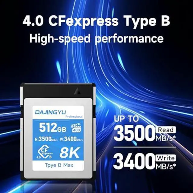 Alt view image 2 of 5 - 512GB CFexpress Type B 4.0 Memory Cards 3500MB/s Write&3400MB/s Read for 8K RAW Photo and Video Recording VPG400 Compatible with Nikon R5/R5C/Z8/Z9 Canon Cameras