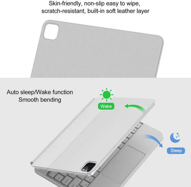 Alt view image 3 of 5 - Magic Keyboard Case for iPad Air 13-inch (M2, 2024), iPad Pro 12.9 (6th/5th/4th/3rd Gen) - Magnetic Keyboard Case with Multi-Touch Trackpad - Floating Cantilever Stand - Rainbow Color Backlit Keyboard