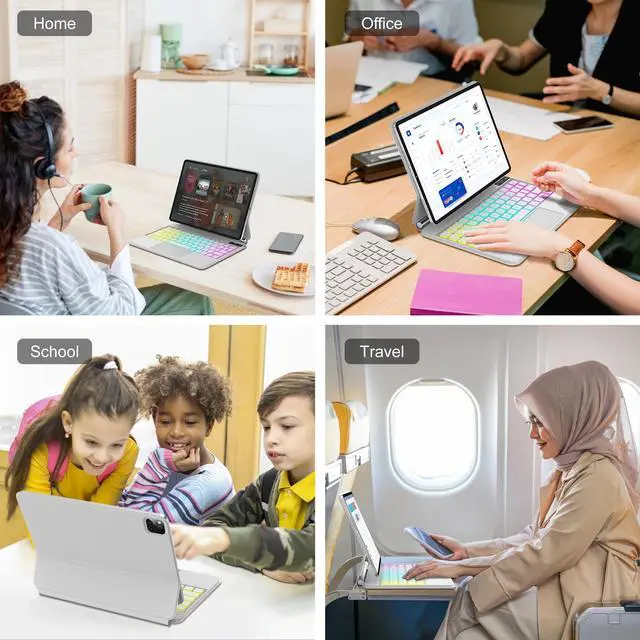 Alt view image 5 of 5 - Magic Keyboard Case for iPad Air 13-inch (M2, 2024), iPad Pro 12.9 (6th/5th/4th/3rd Gen) - Magnetic Keyboard Case with Multi-Touch Trackpad - Floating Cantilever Stand - Rainbow Color Backlit Keyboard