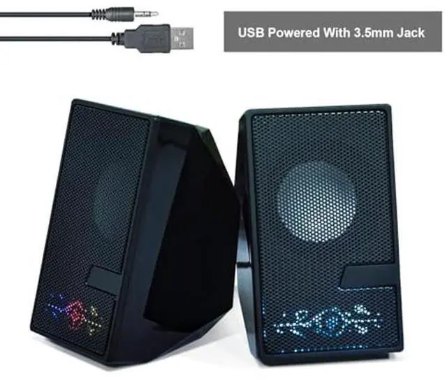 Alt view image 3 of 5 - DANFI AUDIO DF Computer Speakers, D7 Desktop Speakers Small with Dynamic Stereo Sound, USB Powered Desktop PC Laptop Speakers with Volume Control Black (BK)