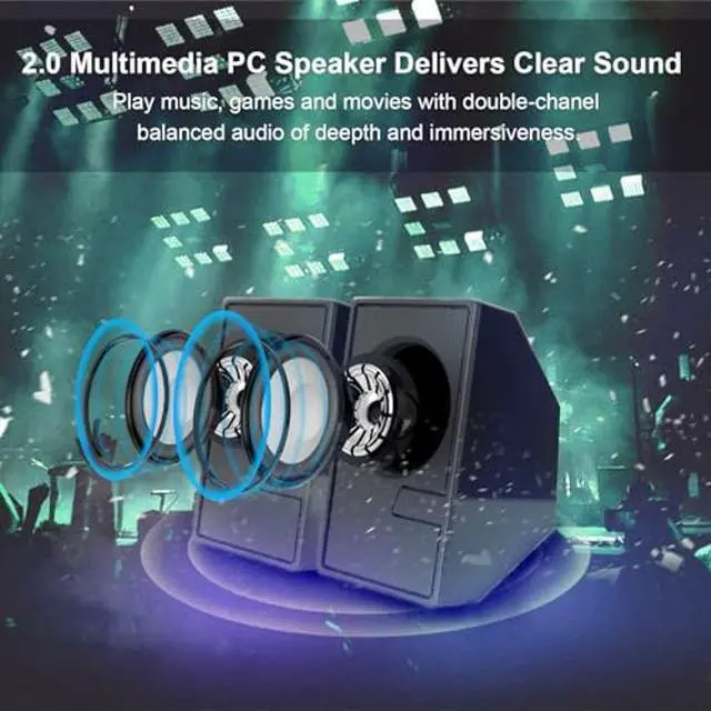 Alt view image 4 of 5 - DANFI AUDIO DF Computer Speakers, D7 Desktop Speakers Small with Dynamic Stereo Sound, USB Powered Desktop PC Laptop Speakers with Volume Control Black (BK)