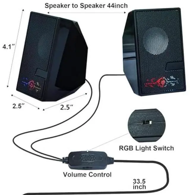 Alt view image 5 of 5 - DANFI AUDIO DF Computer Speakers, D7 Desktop Speakers Small with Dynamic Stereo Sound, USB Powered Desktop PC Laptop Speakers with Volume Control Black (BK)