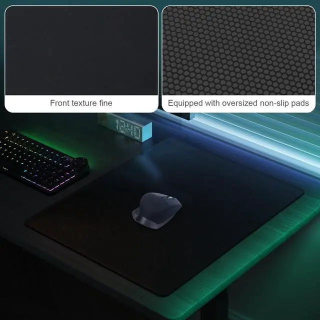 Alt view image 4 of 5 - DAWNTREES Glass Gaming Mouse Pad,Accurate and Fast Mouse Tracking,Tempered Glass,Anti-Slip Rubber Base,Large Mouse Mat for Gamer, Office & Home,XXL 19.69"x15.75" Black