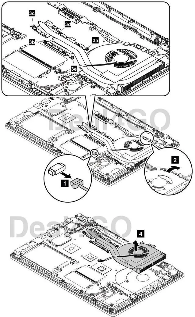 Alt view image 3 of 5 - Deal4GO CPU Cooling Fan & Heatsink Thermal Module 01AW389 01AW390 Replacement for Lenovo ThinkPad T460P T470P (DIS)