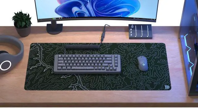 Alt view image 2 of 2 - Deskr Olive Topograph Canyon Deskpad Full XXL Gaming Desk Mat Gamer Desk Pad with Stitched Edges 5mm Thick Non-Slip Water-Resistant Rubber Laptop Computer Mousepad for Office & Home - 47 x 24 in
