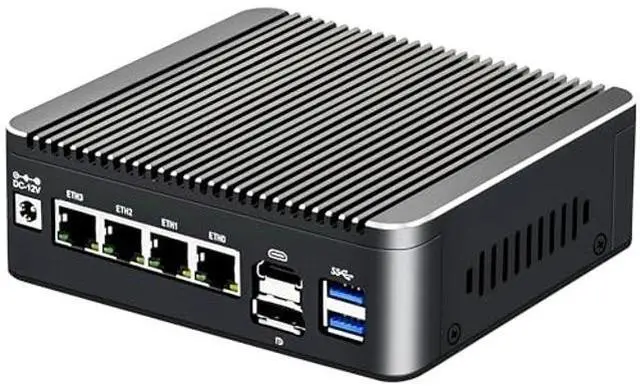 Alt view image 2 of 5 - 4 Lan i226 2.5G Firewall Micro Appliance, Fanless Firewall Mini PC Alder Lake-N N100, HDMI, DP, 4xUSB, COM RJ45, Server PC, AES-NI VPN Router Support pfsense Openwrt, Wifi Slot, 8GB DDR4 256GB NVMe